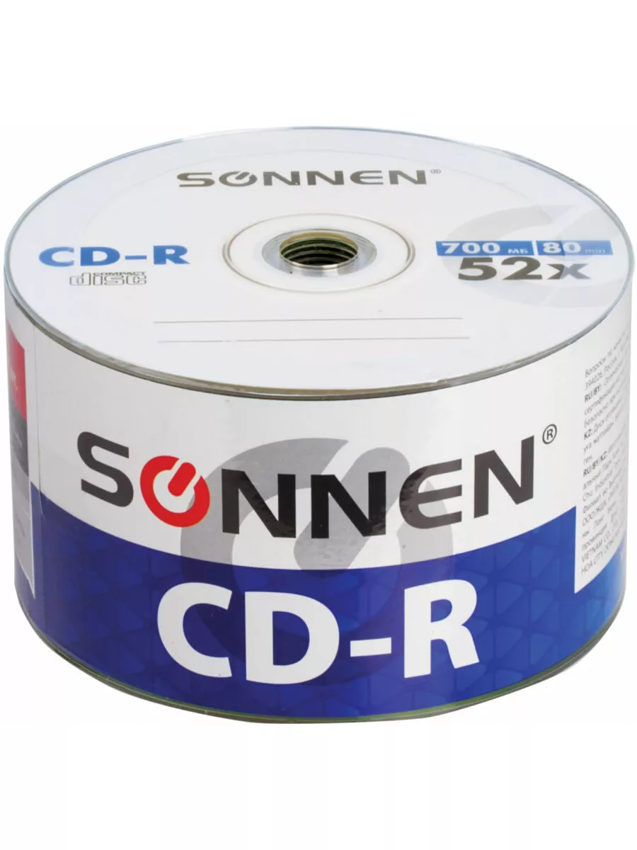 Компакт диски CD-R объемом 700Mb, скорость 52x 50 шт Sonnen 10995934 купить  за 807 ₽ в интернет-магазине Wildberries