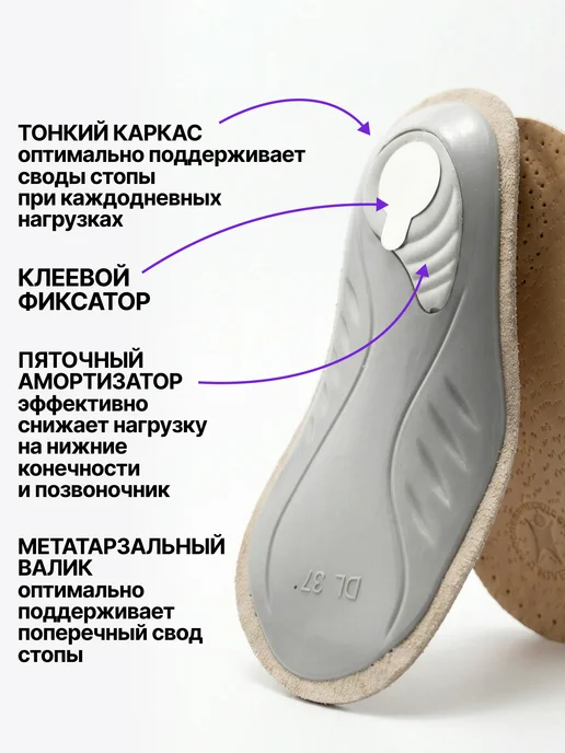 Trives Полустельки ортопедические кожаные при пяточной шпоре, бежевый, фото 5