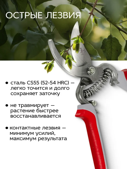 Frut club Секатор садовый ручной стальной для веток до 18 мм, серый, фото 2
