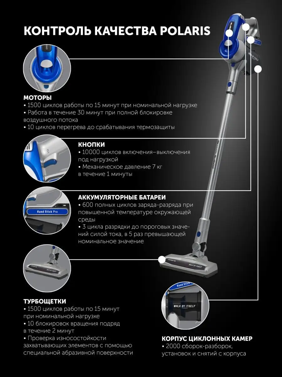 Беспроводной вертикальный пылесос PVCS 1101 Polaris 11088253 купить в  интернет-магазине Wildberries