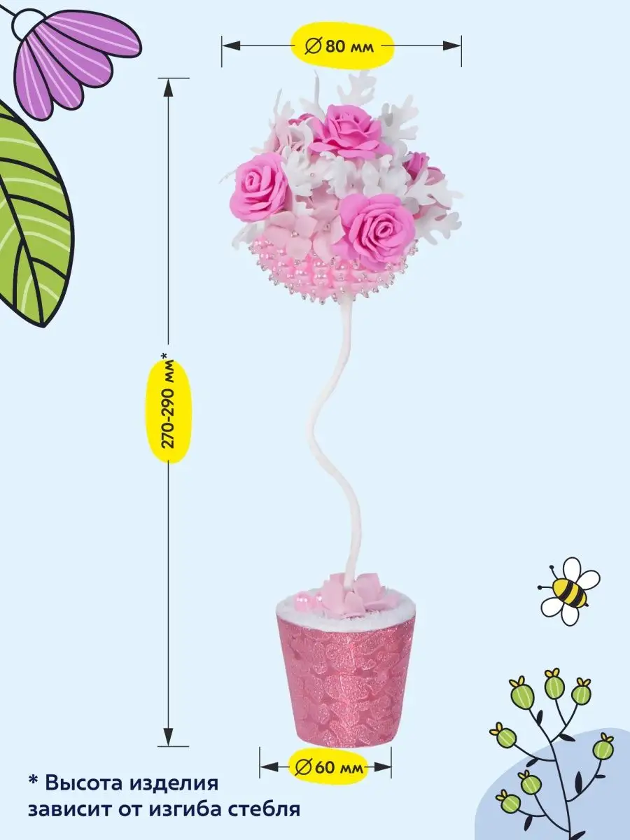 Цветы искусственные папоротник и мускарий в кашпо 32 см