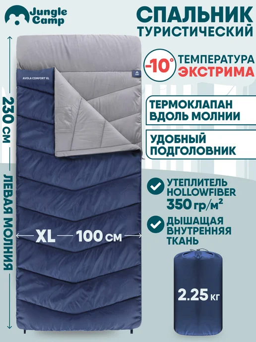 Jungle Camp Спальный мешок туристический, спальник зимний теплый, синий