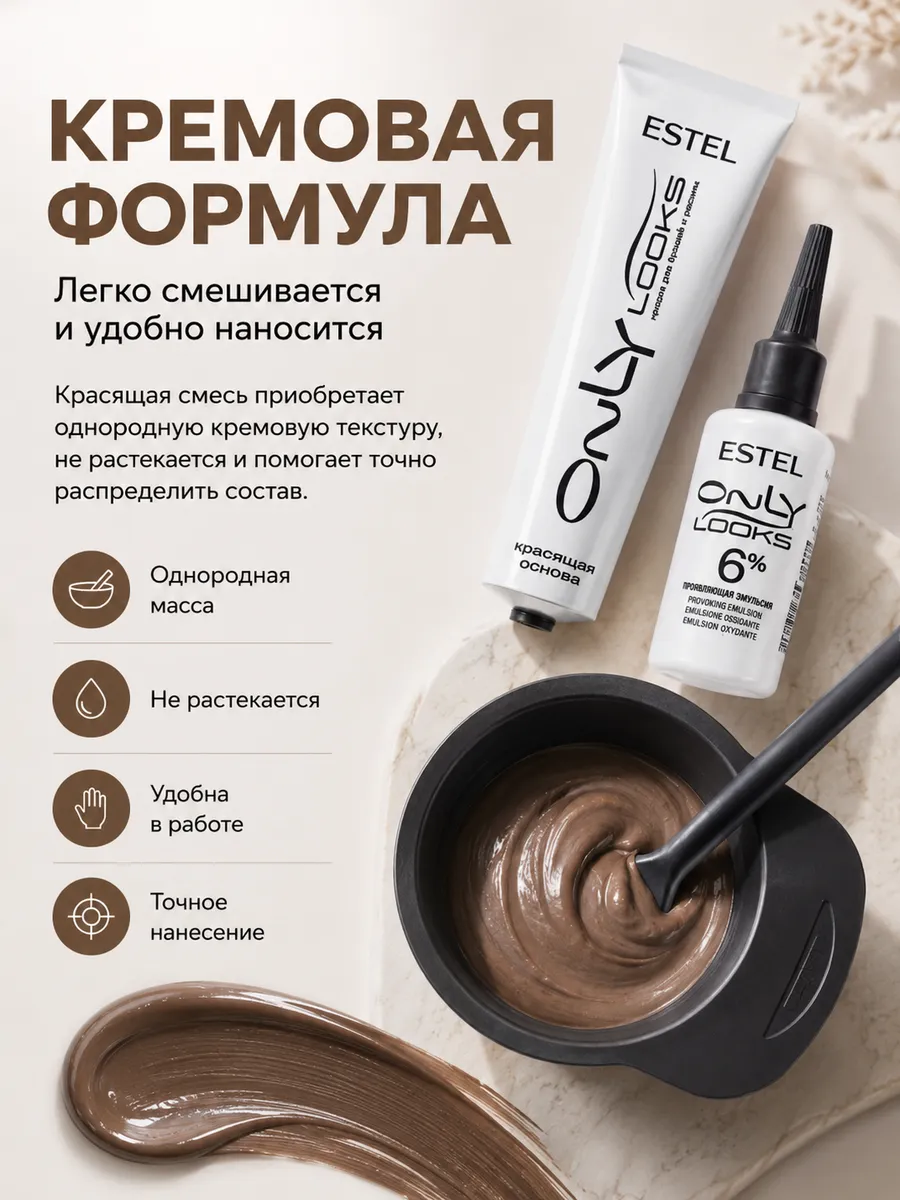 Краска Для Бровей И Ресниц ONLY LOOKS Коричневый Набор, 2шт ESTEL.