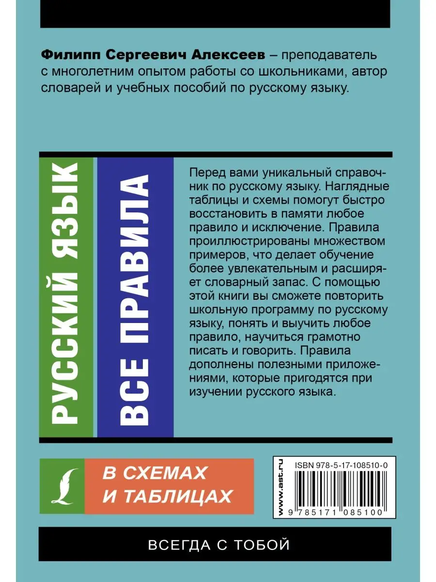 Издательство АСТ Русский язык. Все правила в схемах и