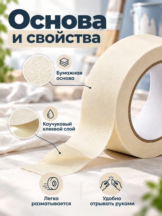 Мастерская Скотч малярный бумажный для ремонта, вариант, фото 2