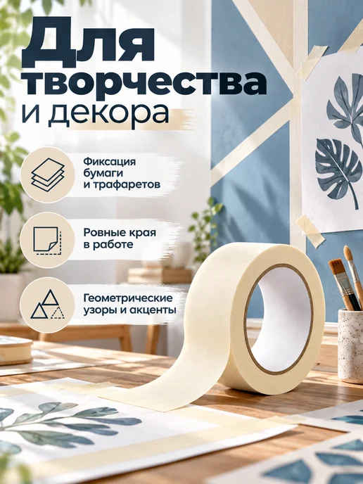Мастерская Скотч малярный бумажный для ремонта, вариант, фото 5