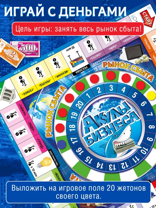 Русский стиль Монополия игра настольная экономическая "Акулы бизнеса", красный, фото 5