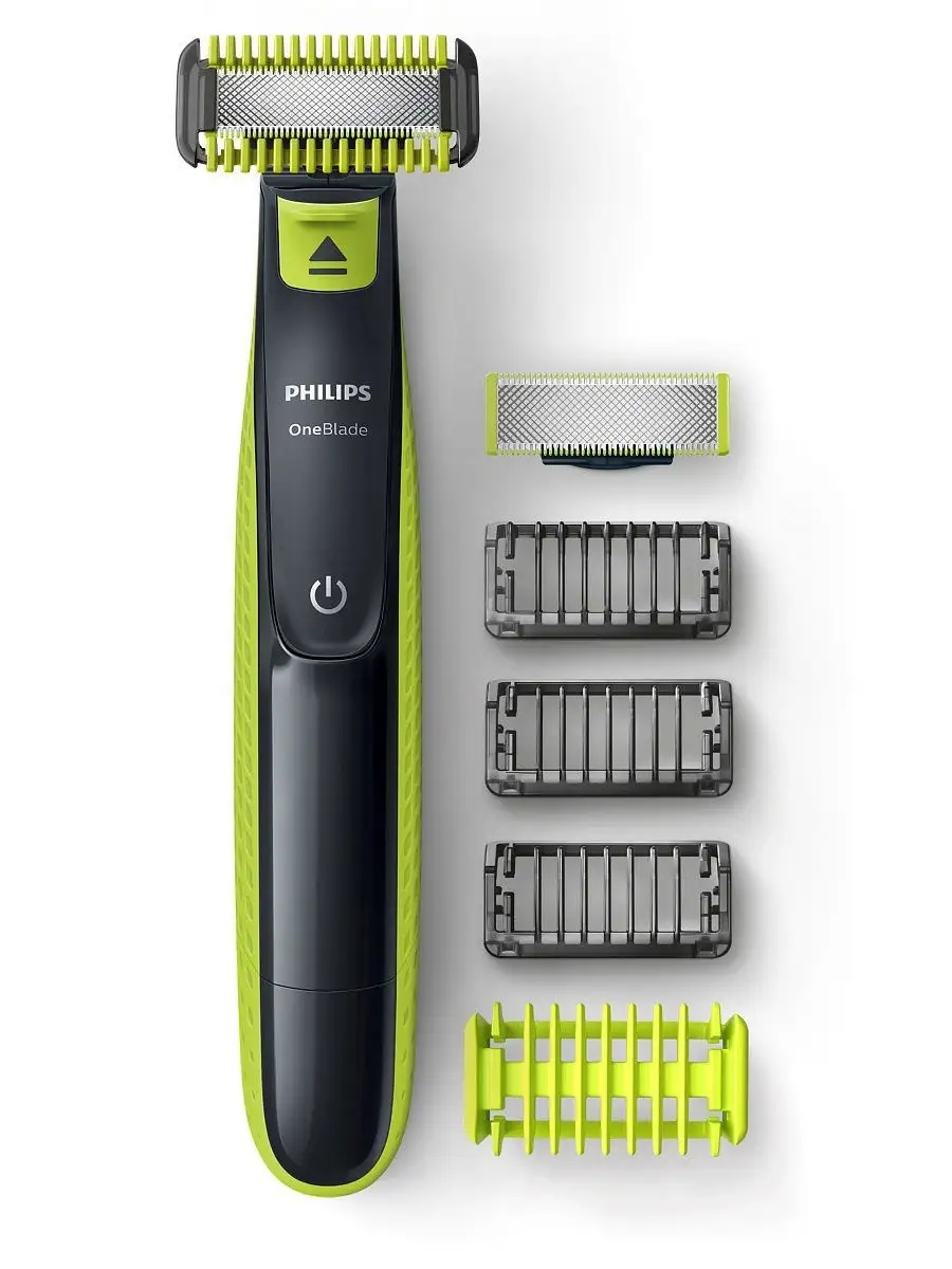 Oneblade QP2620/20 4 насадки + запасное лезвие Philips. Цвет ярко-зеленый, черный.