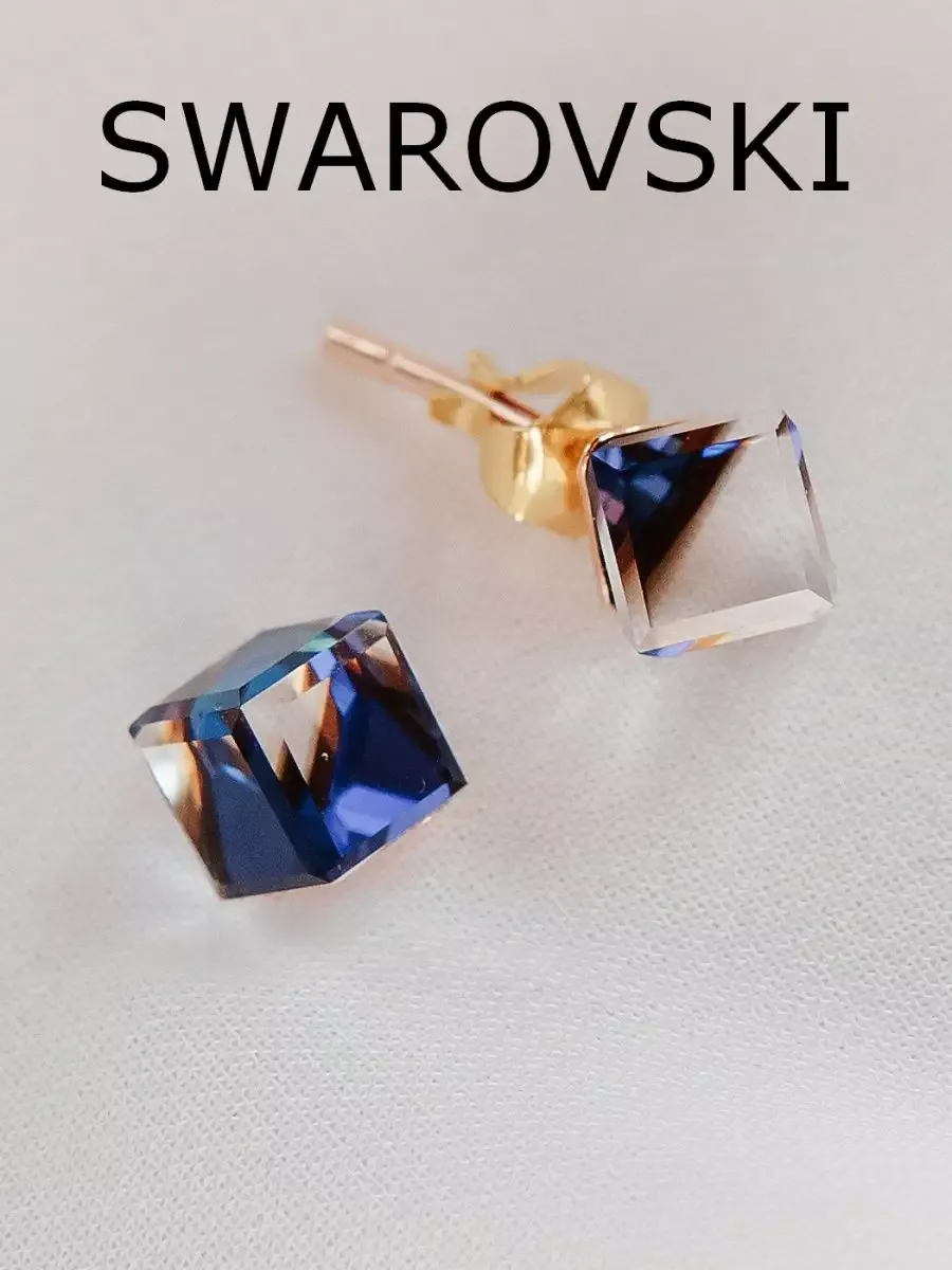 Позолоченные серьги-кубики Миражи с кристаллами Swarovski MONASHOP 11324248  купить за 1 680 ₽ в интернет-магазине Wildberries