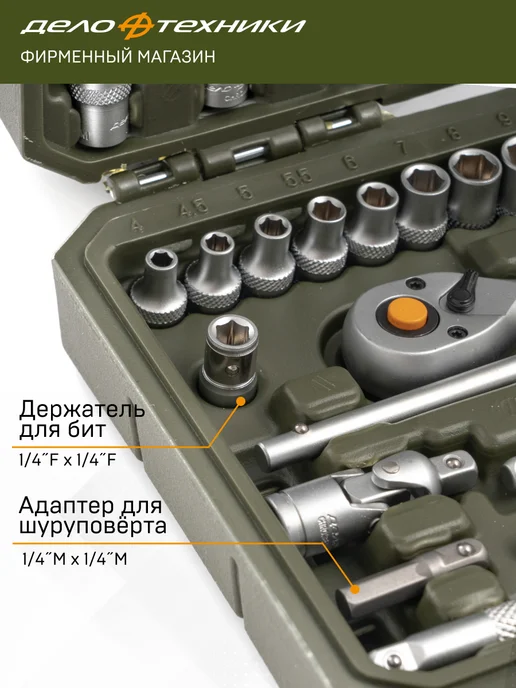 ДЕЛО ТЕХНИКИ Набор головок и принадлежностей 1 4", 35 предм, 600735, вариант, фото 7