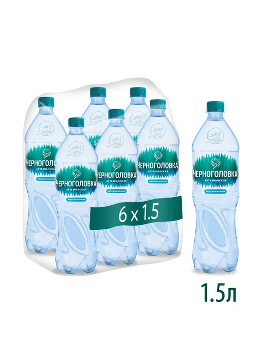 Черноголовка Вода артезианская негазированная 1,5 л * 6 шт, 1,5 л, 6 шт