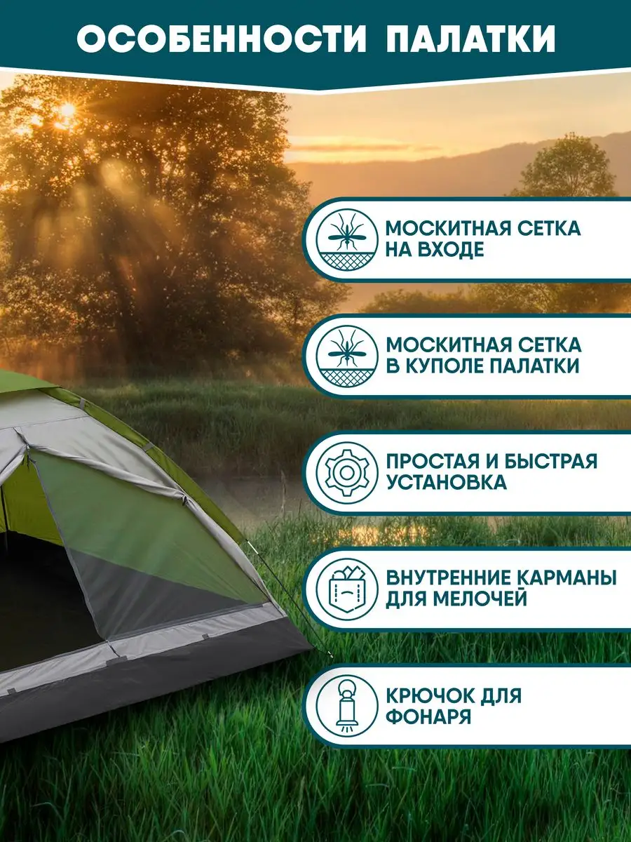 Палатка 2х-местная, туристическая, кемпинговая, походная Jungle Camp  11386436 купить за 2 252 ₽ в интернет-магазине Wildberries