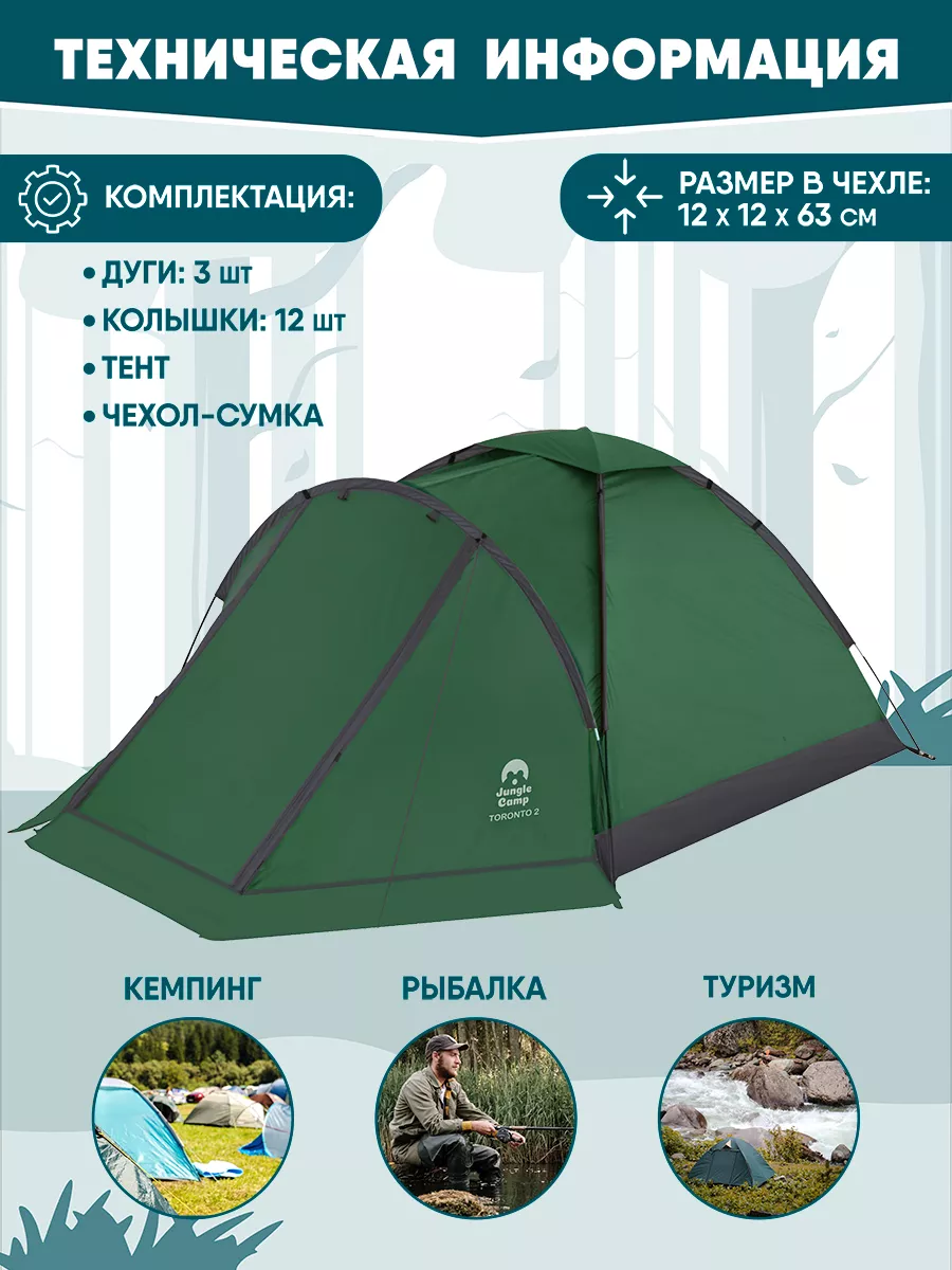 Палатка 2х-местная,туристическая, кемпинговая, походная Jungle Camp  11386439 купить за 3 221 ₽ в интернет-магазине Wildberries