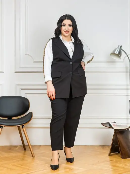 Elena Collection Жилет женский удлиненный офисный, черный