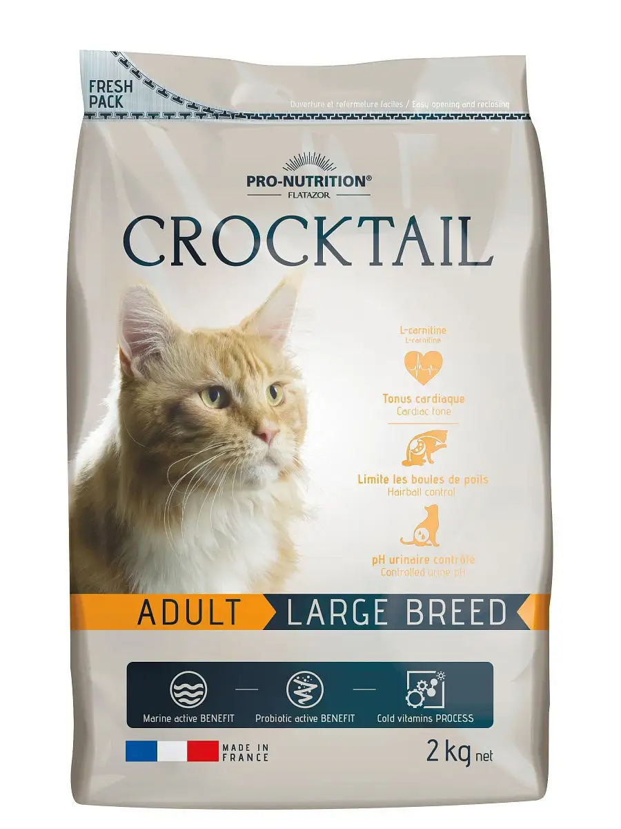 Сухой корм для кошек Flatazor Crocktail Large Breed 2кг Pro-Nutrition  Flatazor 11392327 купить в интернет-магазине Wildberries