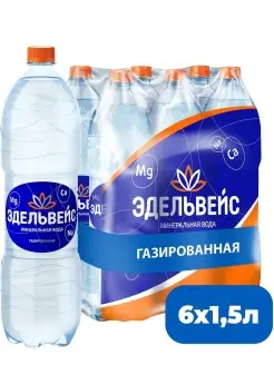 Вода минеральная питьевая газированная 6 штх1,5 Эдельвейс 11448776 купить за 289 ₽ в интернет-магазине Wildberries