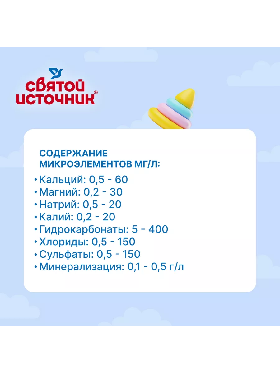 Вода детская питьевая Светлячок 2 шт по 5 л Святой источник 11448789 купить  в интернет-магазине Wildberries