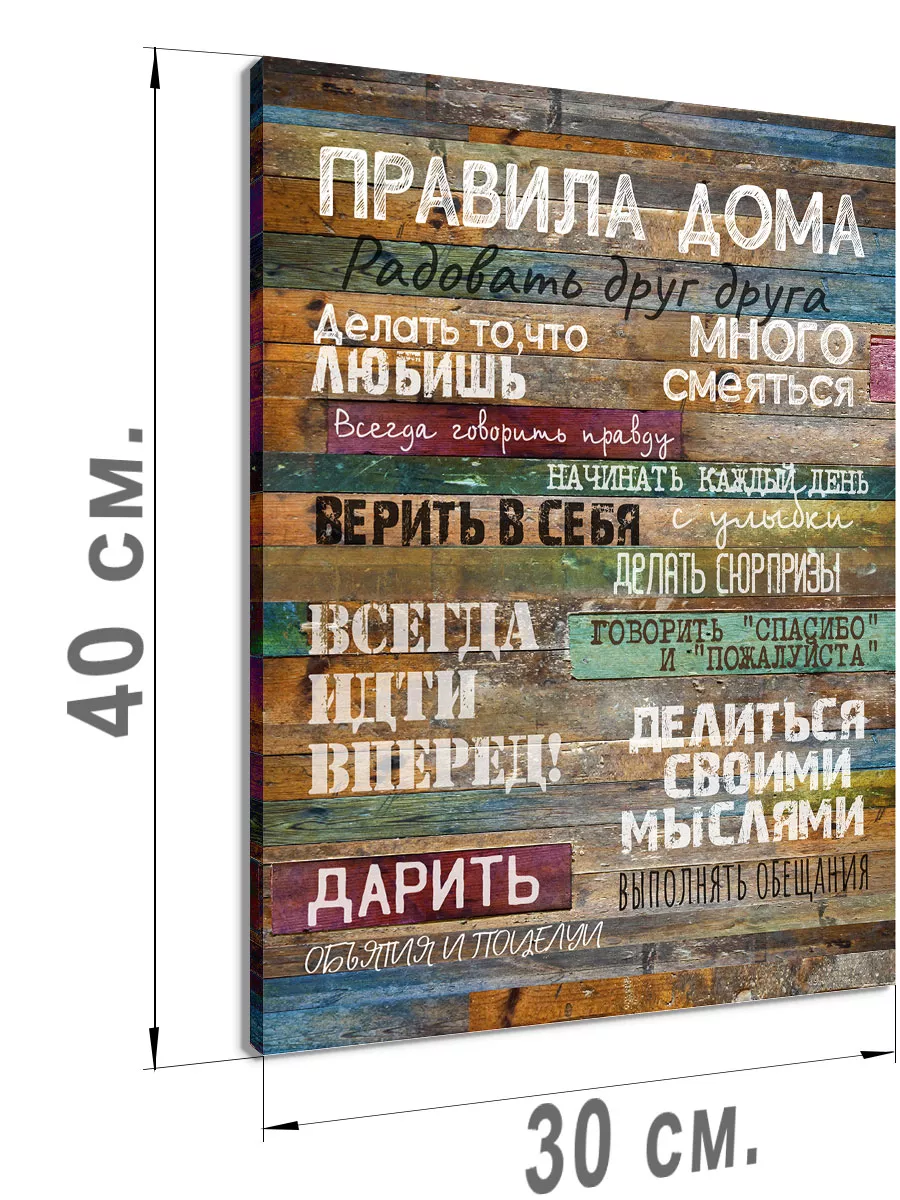 Картина на холсте Правила дома Планета Декора 11462092 купить в  интернет-магазине Wildberries