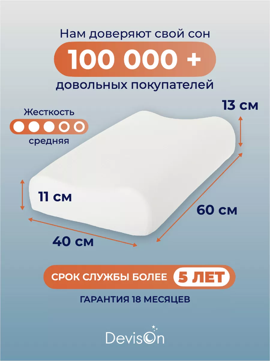 Подушка ортопедическая с эффектом памяти Devison 11526261 купить за 1 507 ₽  в интернет-магазине Wildberries