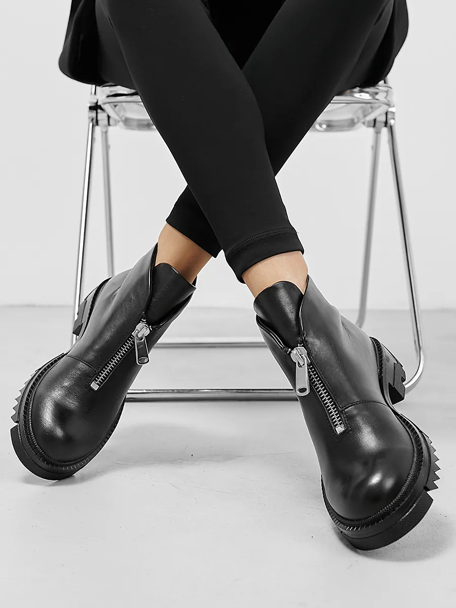 Bottines plates zip online devant