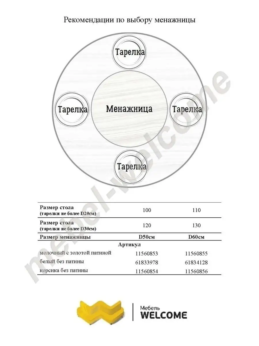 Вращающаяся подставка на стол D50см, Поднос крутящийся mebel welcome  11560854 купить в интернет-магазине Wildberries