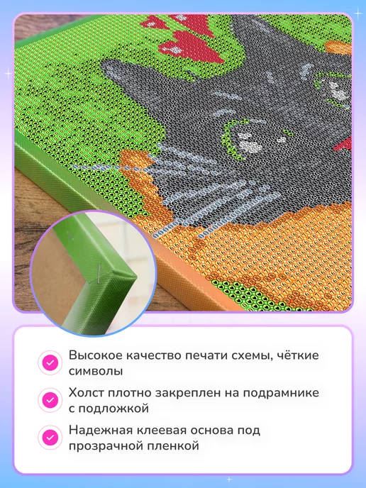 Алмазныи ряд Алмазная мозаика на подрамнике 25х25см Вишня, 25x25 см, фото 4