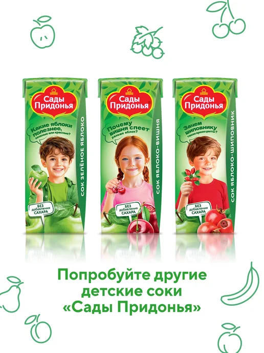 Сады Придонья Сок яблоко прямого отжима с мякотью 200г, с 4 мес (27шт), 200 г, 27 шт, фото 6