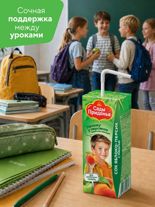Сады Придонья Сок яблоко-персик с мякотью 0,2л, с 5 мес (27шт), 0,2 л, 27 шт, фото 4