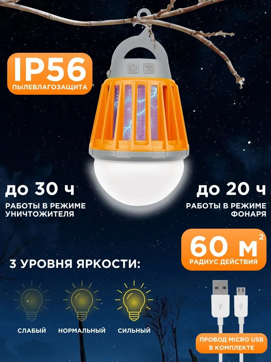 Фонарь антимоскитный туристический USB 3 режима яркости Rexant 11638787  купить за 1 552 ₽ в интернет-магазине Wildberries