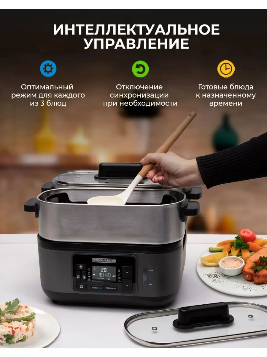 Интеллектуальная горизонтальная пароварка 8в1, BPA-FREE Morphy Richards  11640411 купить в интернет-магазине Wildberries