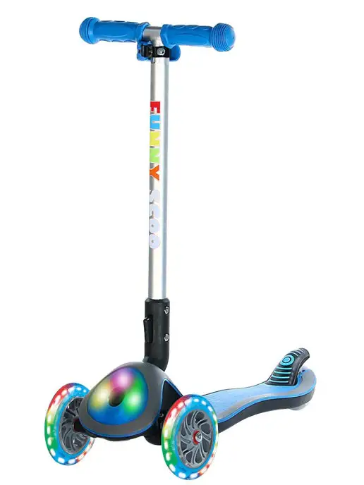 Funny Scoo Самокат Glow FL MS-945 c подсвечивающейся декой, синий