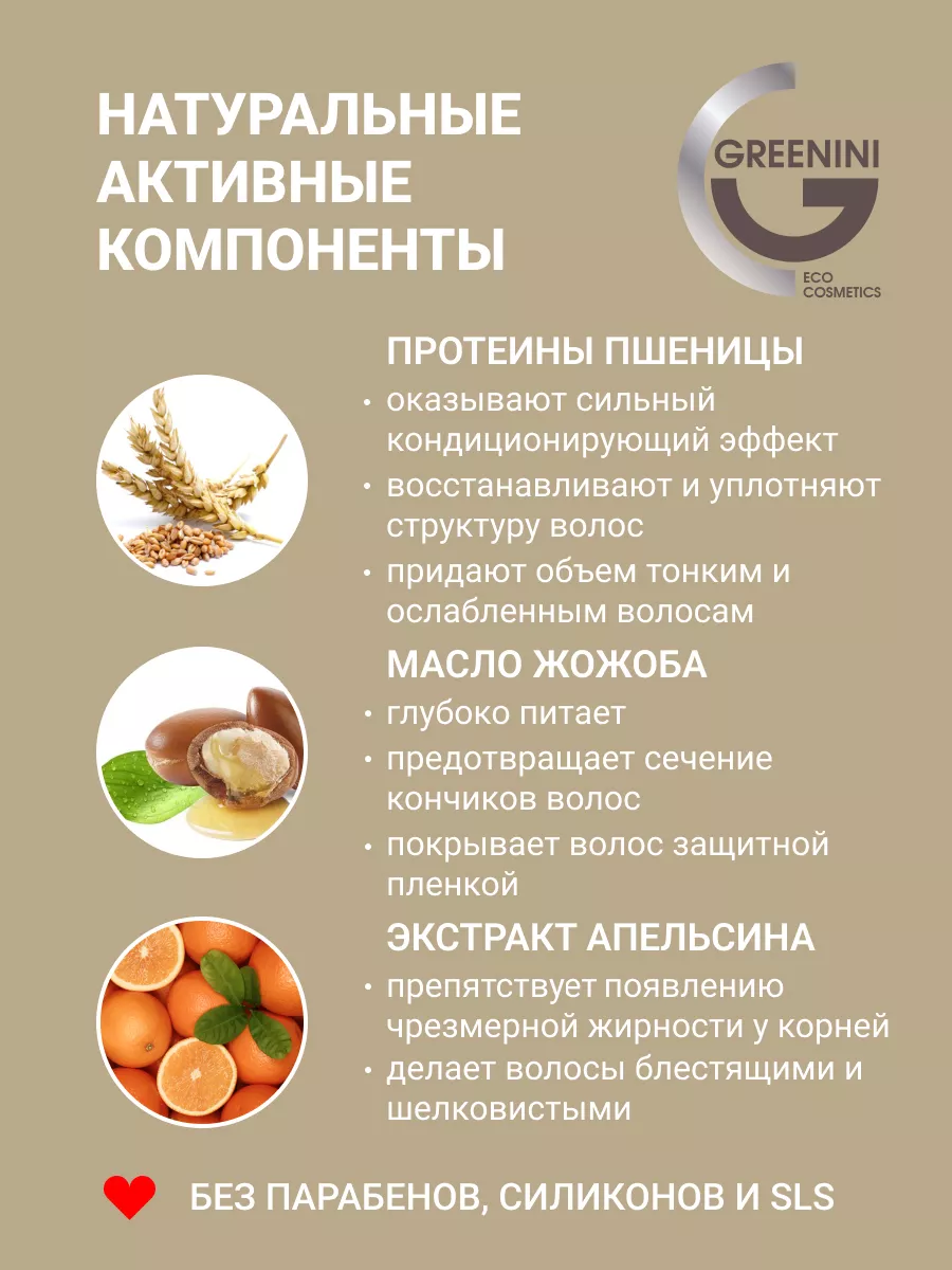 Шампунь для волос для жирной кожи головы 500 мл Greenini 11650311 купить за  394 ₽ в интернет-магазине Wildberries