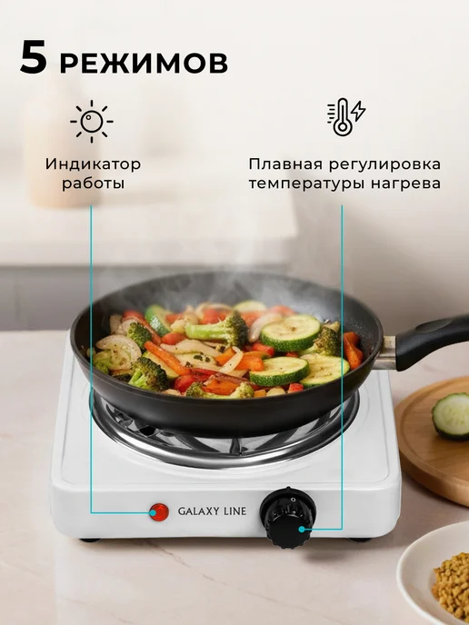 GALAXY LINE Плитка электрическая одноконфорочная настольная GL3003, белый, фото 3