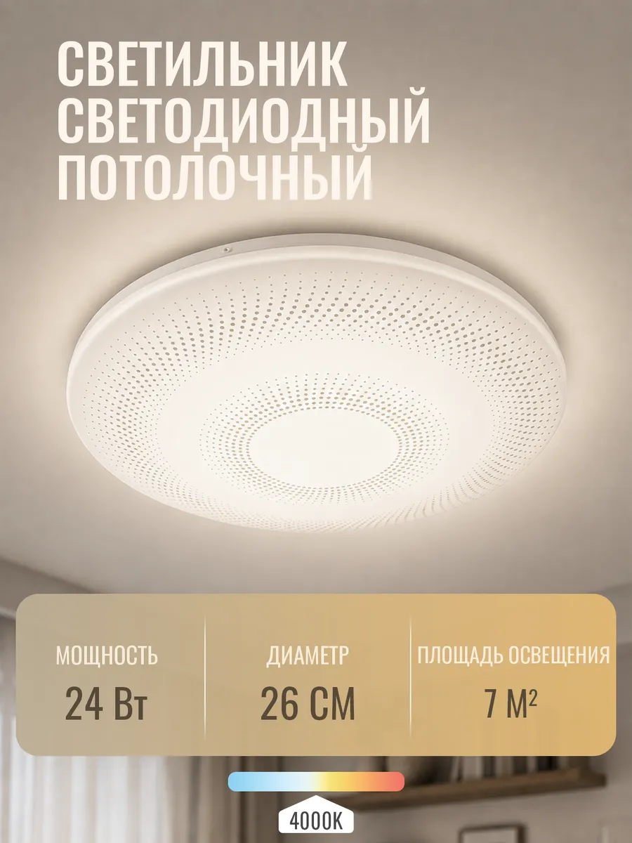 Светильник светодиодный 24w 4000K 1840Лм IP20 Jazzway. Цвет белый.