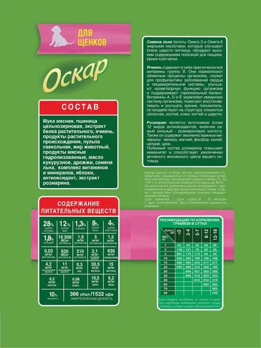 Сухой корм оскар для собак, щенки, 8 кг, фото 3