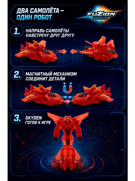Fuzion Max Фьюжн Макс Трансформер робот самолет Skyden магнитный, вариант, фото 2