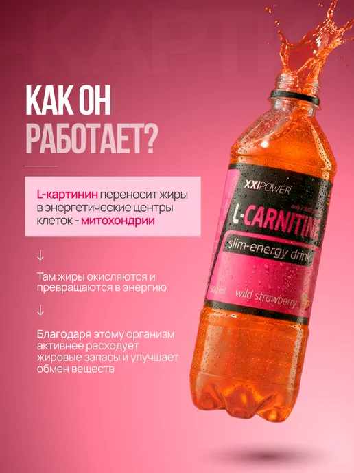 XXIPower Напиток L-карнитин без сахара 1200 мг Земляника 6 шт, 6 шт, фото 3