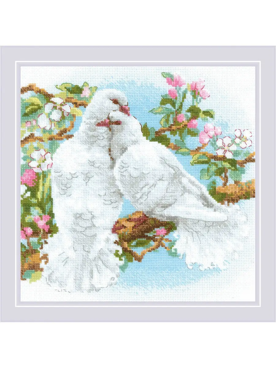 Схема вышивки «голуби в цветах на рушник» (№516258)