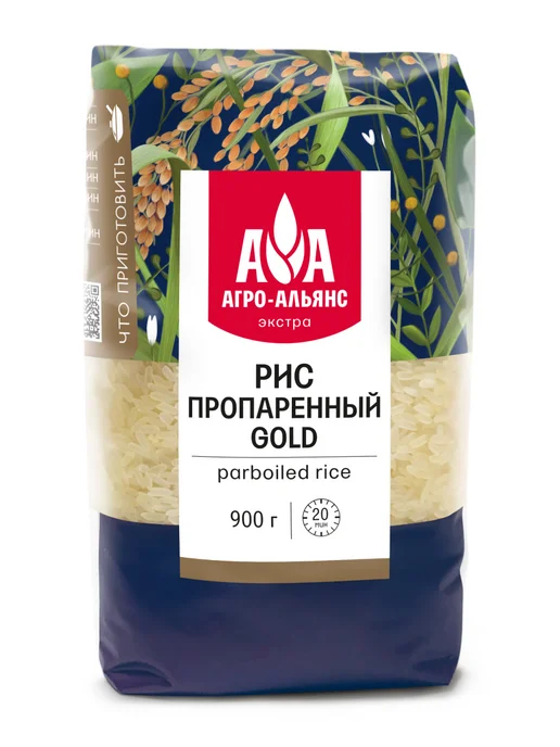 Агро-Альянс Рис пропаренный GOLD 3кг, 900 г