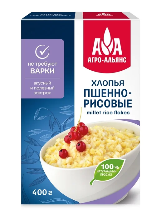 Агро-Альянс Хлопья пшенно-рисовые 400 г, 400 г