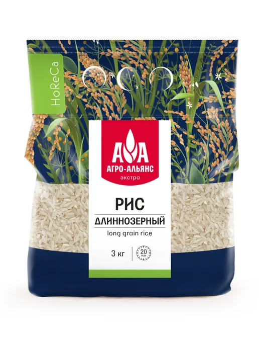 Агро-Альянс Рис белый длиннозерный 3кг, 3 кг