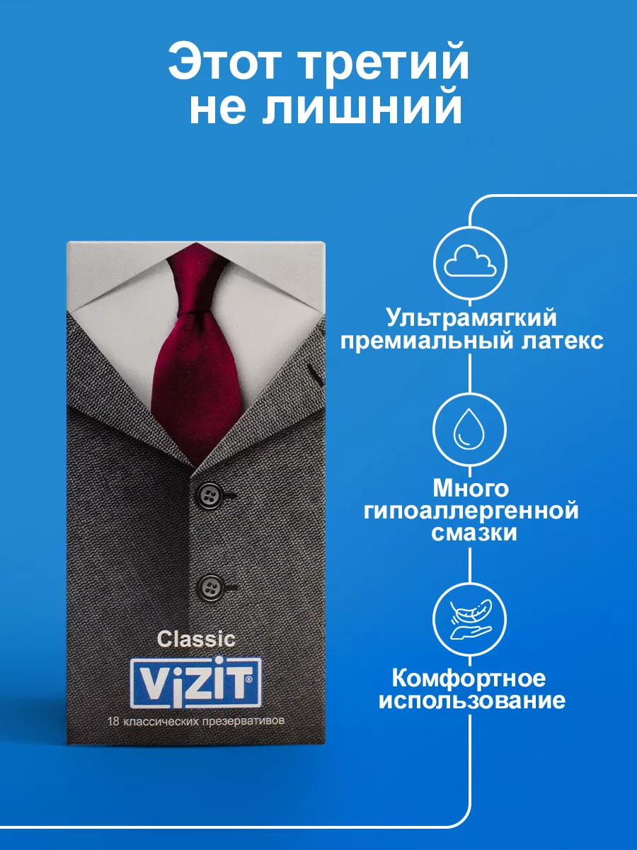 Презервативы классические 18 шт VIZIT 11764904 купить в интернет-магазине  Wildberries