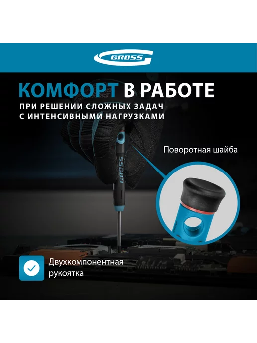 GROSS Набор отверток для точных работ, 6 шт, в боксе, 13347, 6 шт, фото 3