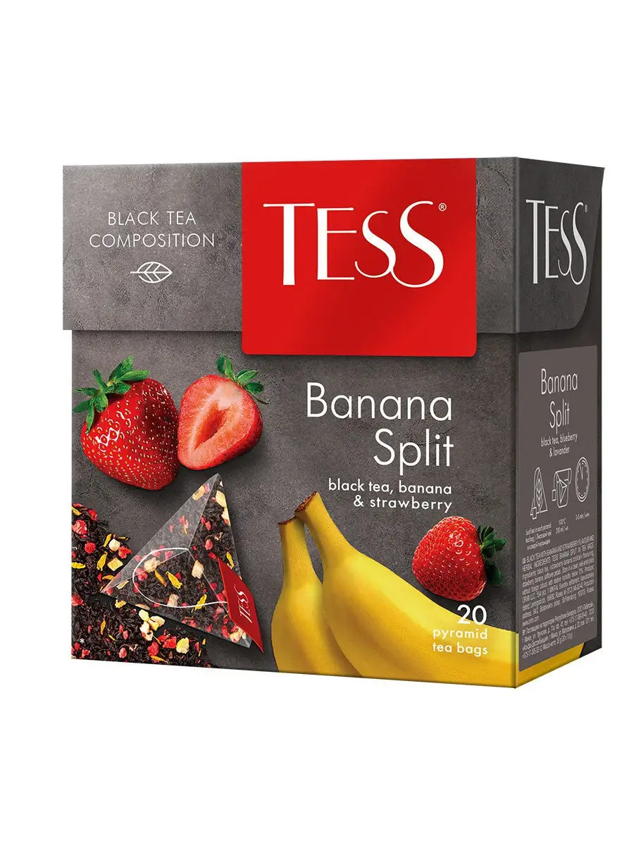 Чай черный Banana Split, в пирамидках, 20 шт TESS 11780383 купить за 74 ₽ в  интернет-магазине Wildberries