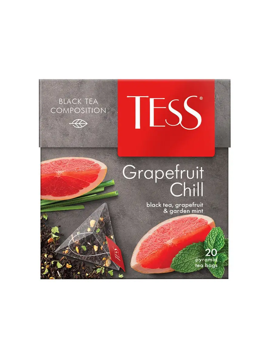 Чай черный Grapefruit Chill, в пирамидках, 20 шт TESS 11780496 купить за  102 ₽ в интернет-магазине Wildberries