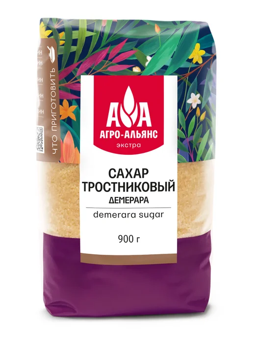 Агро-Альянс Сахар тростниковый Демерара 900г, 900 г