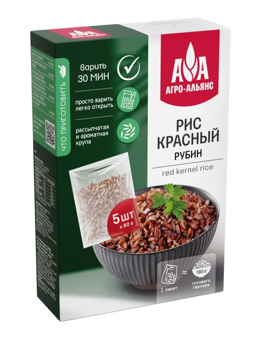 Агро-Альянс Рис Рубин в варочных пакетах (5шт по 80г) 400г, 5 шт, 80 г, фото 2