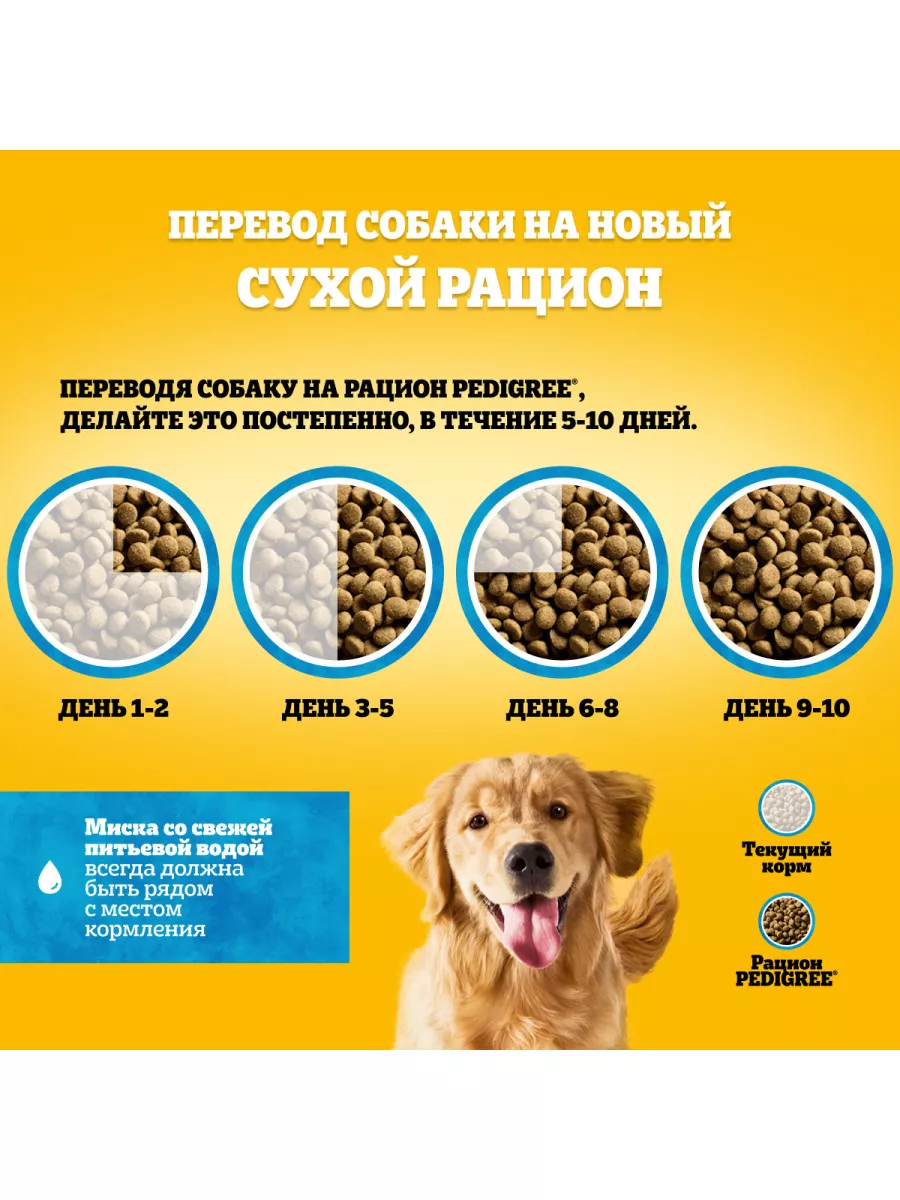 Сухой корм PEDIGREE для собак всех пород, с говядиной, 2.2кг Pedigree  11844806 купить за 482 ₽ в интернет-магазине Wildberries