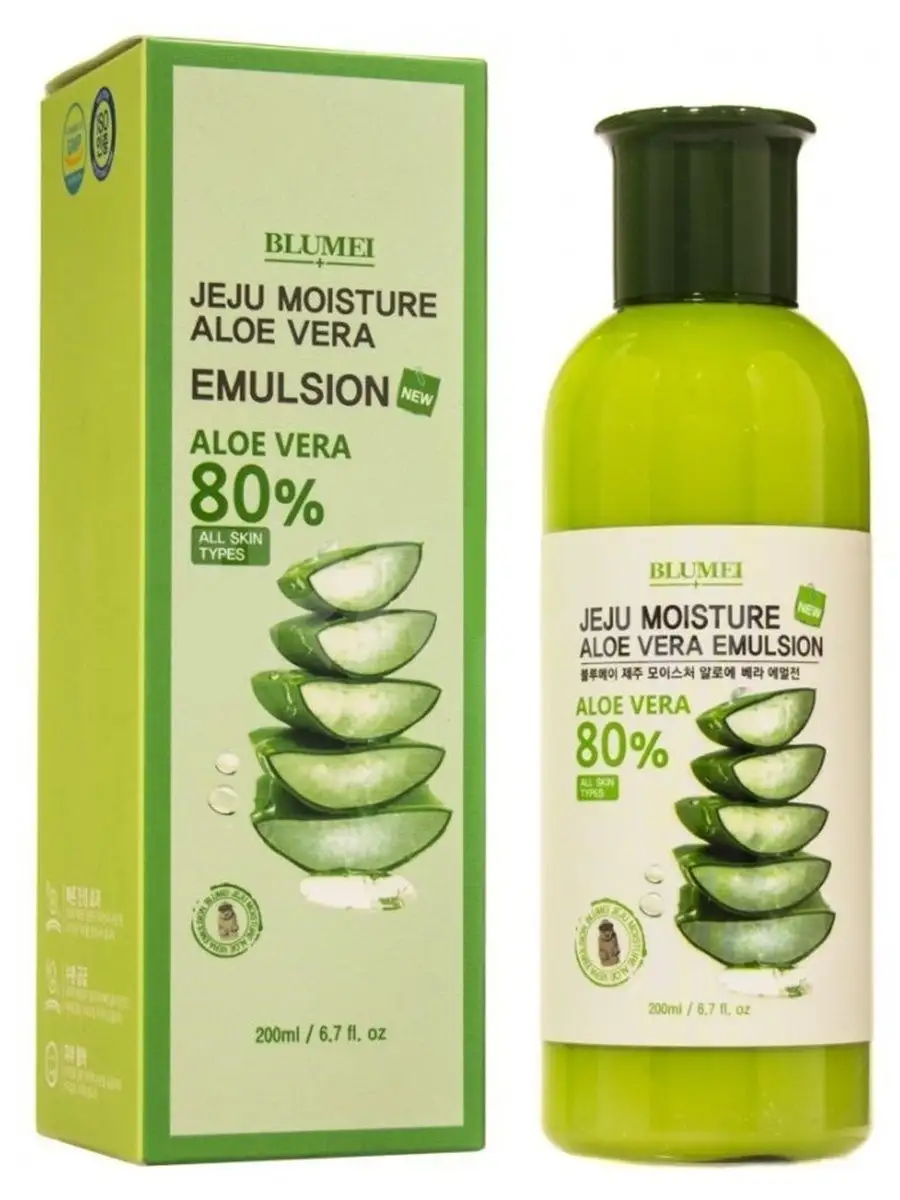 Эмульсия для лица увлажняющая с экстрактом Алоэ Jeju Moisture Aloe 80%  Emulsion 200 мл Blumei 11879978 купить в интернет-магазине Wildberries