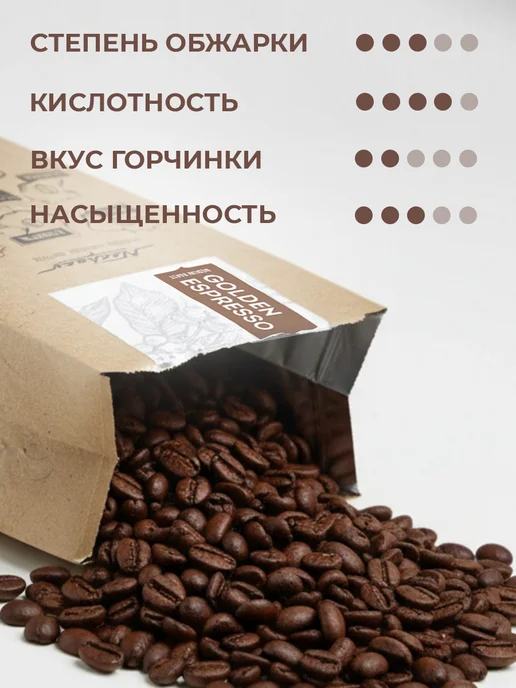 Nechaev Кофе в зернах 500 г эспрессо Golden Espresso, 500 г, фото 2